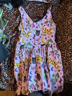 Nooworks Misty Lavender Mini Dress with Multicolor Animal & Star Print